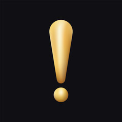 Golden exclamation mark. Golden 3d vector