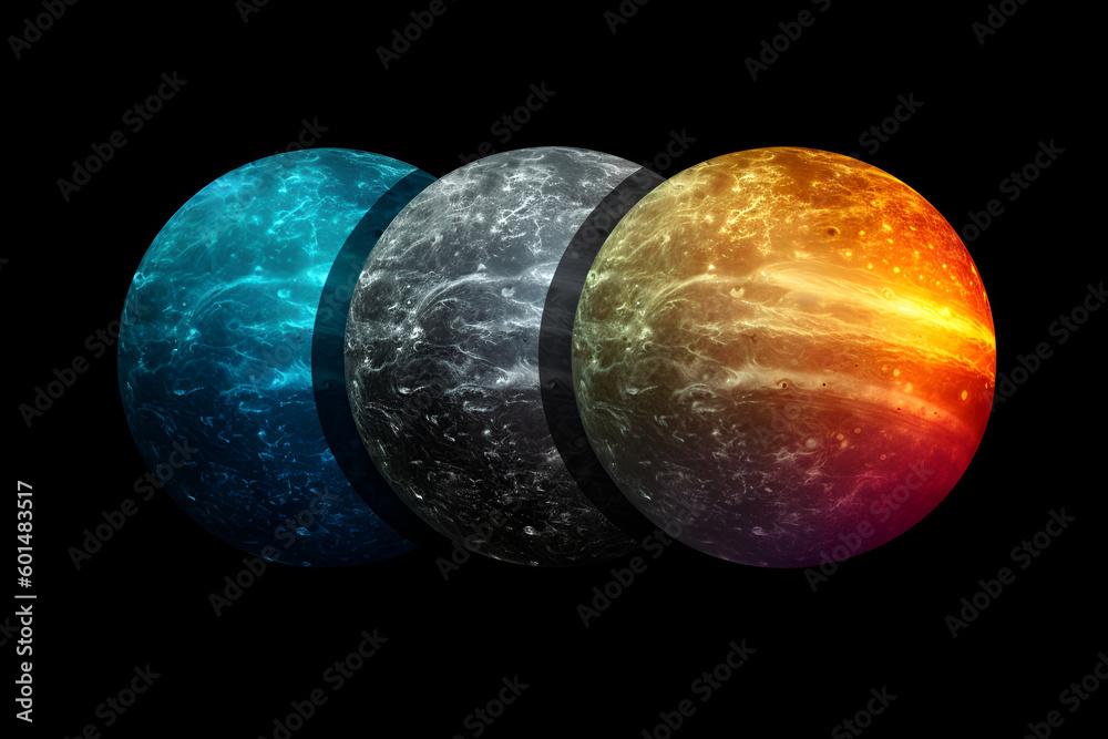 Canvas Prints mercury retrograde planet 3d illustration colorful black background illustration generative ai