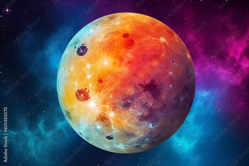 Poster mercury retrograde planet 3d illustration colorful background illustration generative ai