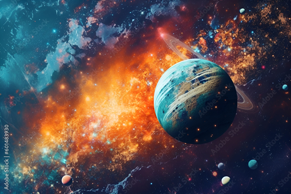 Wall mural mercury retrograde planet 3d illustration colorful background illustration generative ai