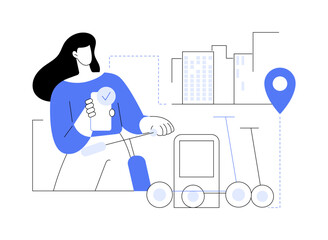 Electric scooter ride abstract concept vector illustration.