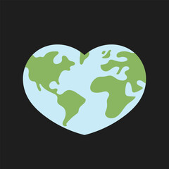 Heart shaped earth. Environment care. Save and love the planet.