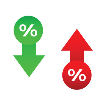 percent symbol increase growth and decrease icon.