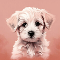 Puppy Portrait on Pink Background, Generative AI