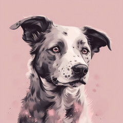 Portrait of a Dog on Pink Background, Generative AI