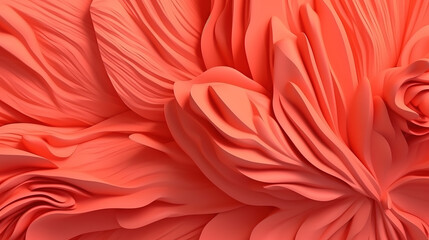Paper leaves on coral background. Generative Ai