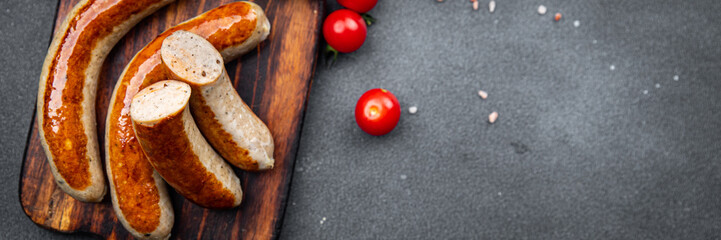 sausage fried fat meat meal food snack on the table copy space food background rustic top view