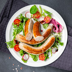 sausage fried fat meat meal food snack on the table copy space food background rustic top view