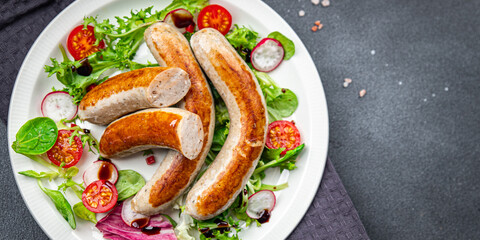 sausage fried fat meat meal food snack on the table copy space food background rustic top view