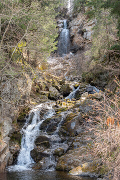 Knapf waterfall in the municipality of Ultimo in Ultental. Trentino Alto Adige S&uuml;dtirol South Tyrol, Italy