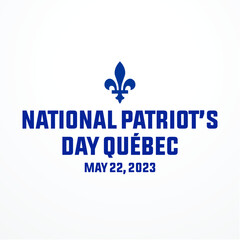 Vector banner design template with flag of Quebec province and text on white background. Translation from french: National holiday of Quebec. Saint Jean Baptist. June 24th.