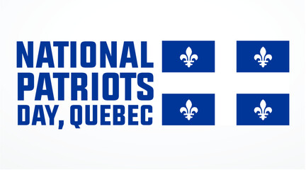 Vector banner design template with flag of Quebec province and text on white background. Translation from french: National holiday of Quebec. Saint Jean Baptist. June 24th.