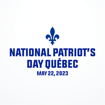 Vector banner design template with flag of Quebec province and text on white background. Translation from french: National holiday of Quebec. Saint Jean Baptist. June 24th.