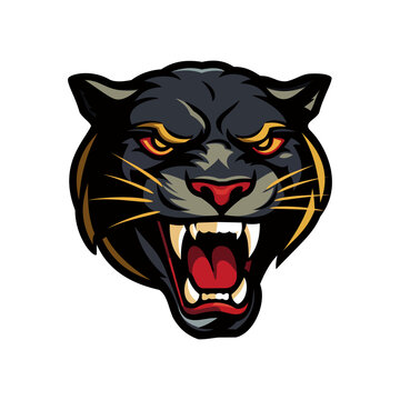 Panther head. Panther. Panther logo. Illustration of a panther with an angry expression. Tattoo