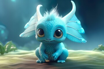 The best cinematic artwork of a small cute mythical creature with one color background