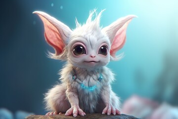 The best cinematic artwork of a small cute mythical creature with one color background