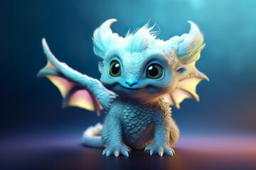 The best cinematic artwork of a small cute mythical creature with one color background