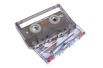 Audio cassettes tape isolated on white background.