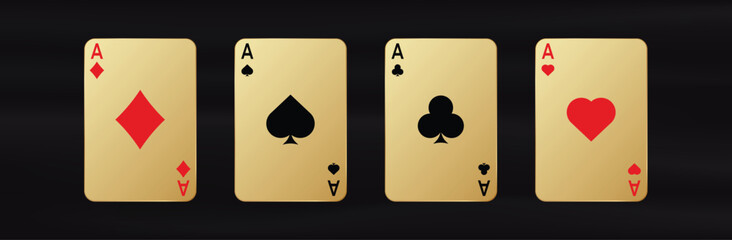 Gold gamble cards with aces