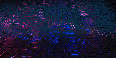 triangle pixel geometric abstraction glow technology background Complex structures 3D rendering