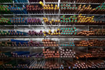 Variety of Professional Colored Pencils for Artists and Designers. Creative Education Concept.