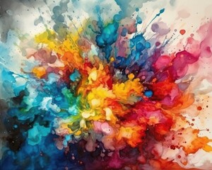 The artist's creative inspiration resulted in a beautiful explosion of blended watercolor colors. (Generative AI)
