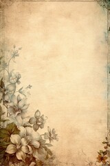 Empty parchment page with floral frame, created with generative AI