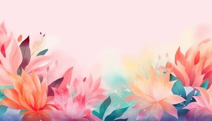There is a May flower banner mockup with a colorful watercolor background for Mother's Day text. (Generative AI)