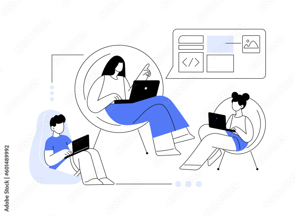 Wall mural computer programming camp abstract concept vector illustration.
