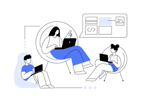 Computer programming camp abstract concept vector illustration.