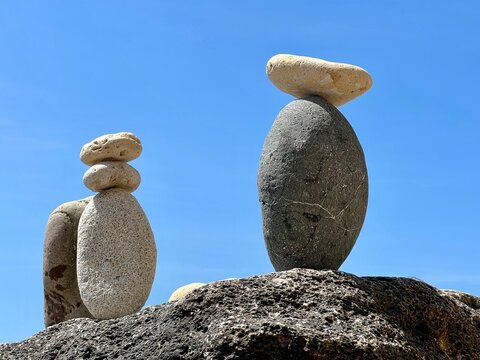 stone sculpture on the blue sky background