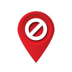 Fototapeta premium block map pin forbiden vector map pointer