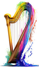 Musical Stand Up Orchestra Harp Transparent Background Generative AI