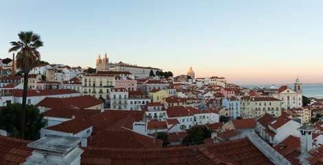 Beautiful city of Lisbon (Portugal) seen from above, with all the buildings