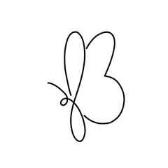 Continuous line drawing Butterfly.