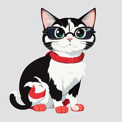Funny cat cartoon, sticker, vector 