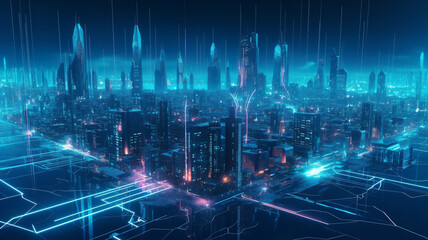 Obraz premium Futuristic data stream 3d illustration. Data transfer technology. Cyberpunk, Big data and cybersecurity. Cyberspace, blockchain transactions. Abstract technological background, bright neon lights
