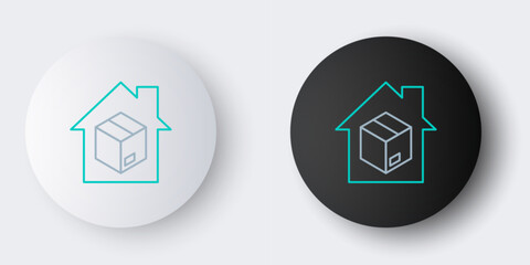 Line Home delivery services icon isolated on grey background. Colorful outline concept. Vector