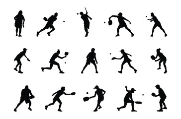 Pickleball player silhouettes