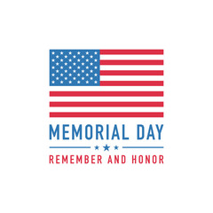 Memorial Day, Remember and Honor vector banner.  USA Memorial Day celebration poster.