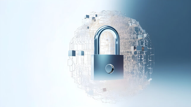 This generative AI-produced image features a digital padlock, embodying the essence of web safety