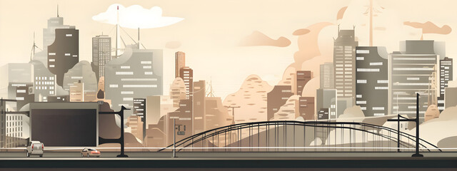 Asian city skyline with skyscrapers illustration