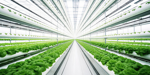 Futuristisches Gewächshaus, Bio Hydroponik Gemüseanbau, Generative AI