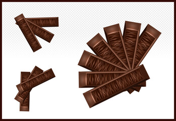 A group of Chocolate Candy Bars with Liquid Chocolate