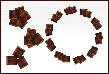 A group of Chocolate Candy Bars with Liquid Chocolate