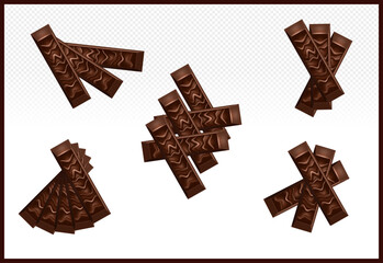 A group of Chocolate Candy Bars with Liquid Chocolate