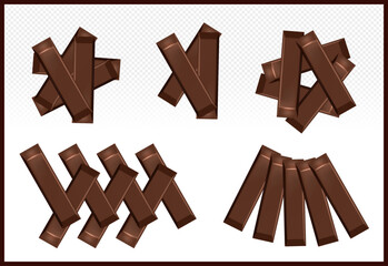 A group of Chocolate Candy Bars