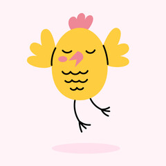 Cute little yellow chick. Baby bird, farm animals. Cartoon vector baby illustration isolated on white background