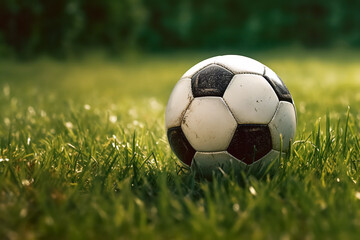 Generative AI.soccer ball on green grass outdoors - 601497902