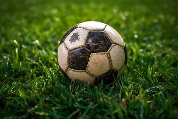 Generative AI.soccer ball on green grass outdoors - 601497927